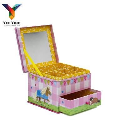 China Handmade Made In China Custom Made Pink Girl Cardboard Paper Mini Drawer Makeup Suitcase for sale