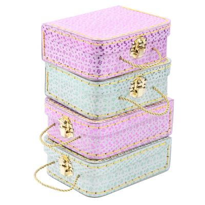 China Small Children Cardboard Travel Cardboard Suitcase Box Handmade Beauty Box Storage Luxury Suitcase for sale