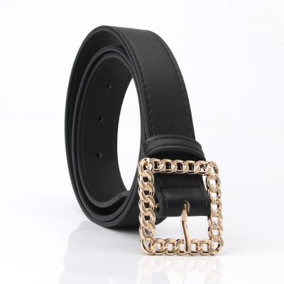 China Popular Women's Belt Fashion Supply Buckle Decorative Buckle Popular Square Hollow Belt Soft Women's Belt for sale