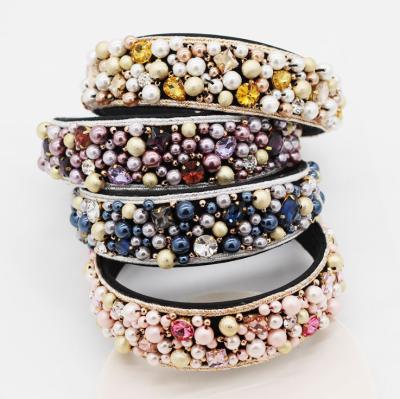 China New 2021 European and American style luxury colorful faux stone Diamond Headband high quality headband for sale