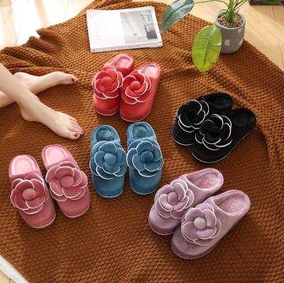 China Damping Slippers Cartoon Wool Thick High Heel New Winter Cotton Women's Slippers Unique Warm Slippers for sale