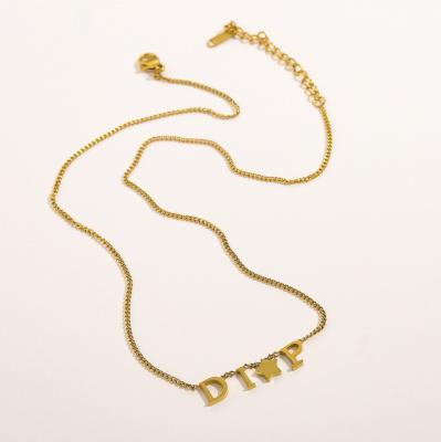 China Vintage spot supply stainless steel D letter clavicle chain European and American simple brand designer fashion titanium steel necklace for sale