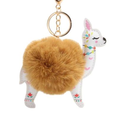 China Factory Direct Sales Christmas Fur Leather Ball Deer Antler Pompom Key Chain Pendant for sale