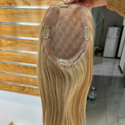 China Monofilament Hair Topper For Thinning Hair Women Straight Fast Shipping Top Clips On Mono Hair Base With PU Toppers Ready To Ship for sale