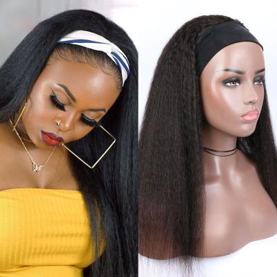 China Glueless 22 Inch Hair Color Machine Made Straight Natural Curly Hairband Wigs Glueless Straight Wigs For Black Women Headband Wigs for sale