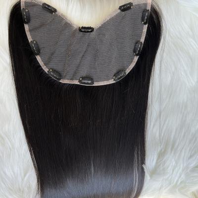 China 20 Inch New Virgin Hair Clip In Silky Straight Wave Design Full Lace In U Part Hair Extension Wig For Black Women Half Wig for sale