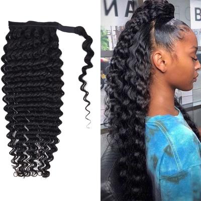 China Hot Selling Deep Wave Deep Wave Wrap Around Ponytail OEM Hair Extensions Hair Ponytails for sale