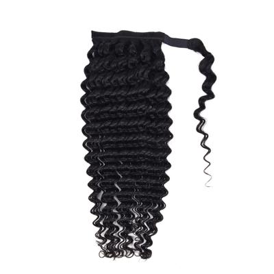 China China Factory Price Brazilian Hair Luxury Deep Wave Ponytail Hair Wrap Around Ponytail for sale