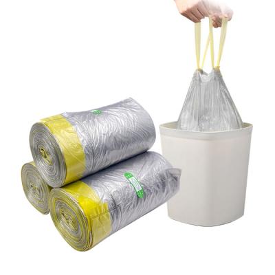 China Disposable OEM PE Material Plastic Biodegradable Household Trash Bags Wholesale Kitchen Heavy Duty Drawstring Garbage Bag for sale