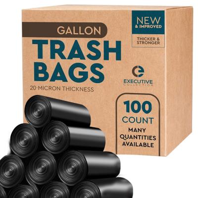 China Recyclable Custom Printed Dispenser Black Disposable 100% Biodegradable Manufacture Trash Bags Garbage Plastic Roll Bag for sale