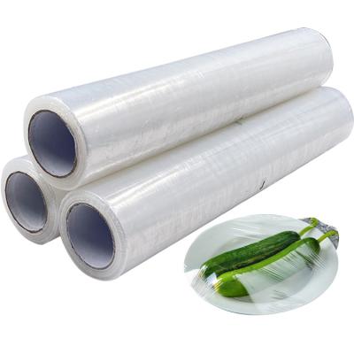 China Moisture Proof Food Grade Transparent Soft Wrap Stretch Fruit Film Cling Film Plastic Roll Film for sale