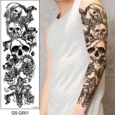 China Temporary Waterproof Eco-friendly Large Color Totem Full Arm Tattoo Stickers Flower Arm Skull Carp Totem Tattoo Stickers For Men Women for sale