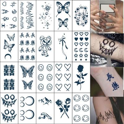 China Temporary 2022 New Custom Waterproof Sweatproof Herbal Semi-permanent Tattoo Sticker Black Simulation Plant Juice Tattoo Stickers for sale