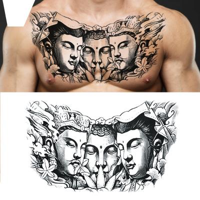 China Temporary New Temporary Waterproof Three Sided Buddha Breast Paste Large Picture Of Guanyin Lotus Over Shoulder Dragon Tattoo Sticker for sale