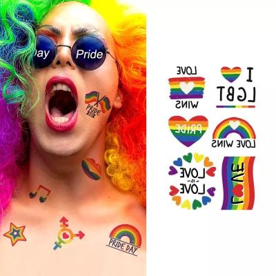 China Temporary Pride Day Gay Love Gradient Color Face Pride Tattoo Stickers Rainbow  Waterproof Sweat Temporary Tattoo Stickers for sale