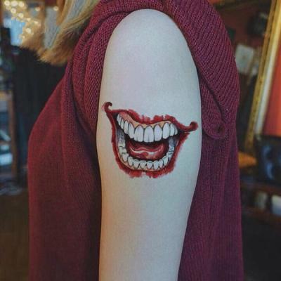 China Temporary Custom Halloween Prank Makeup Temporary Tattoo Sticker Body Arm Face Adult Waterproof Halloween Tattoo Stickers for sale