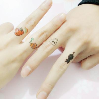 China Temporary Waterproof Cute Finger Tattoo Sticker Colorful Smiling Face Girls Elegant Korean Ins Style Temporary Tattoo Sticker for sale