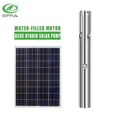 China Family homes solar water filled motor submersible pump with built-in controller pompa solare for sale