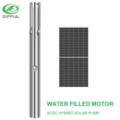 China The submergence depth can reach 150 meters. brushless dc solar irrigation water pump with water filled motor and built-in controller for sale