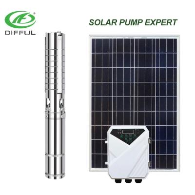 China Brushless Motor Borehole Drinking Water Treatment DC Solar Submersible Water Pump for sale