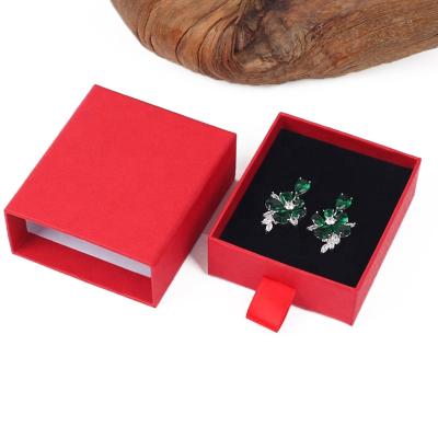 China EUTR Low MOQ Standard High Quality Custom Drawer Jewelry Paper Box With Small Ribbon Pull for sale