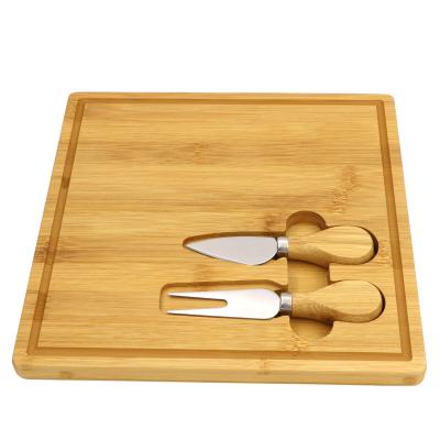 China Sustainable 3pcs Cheese Board Set Cheese Knives Cutter New Cheese Slicer Bamboo Board Sets Kitchen Tools for sale