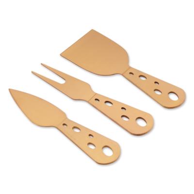 China Shoppingsun 3pcs Viable Gold Cheese Knife Set Cheese Tools Cheese Knives Cutlery Set for sale