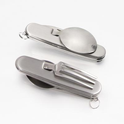 China Pocket Folding Knife Stainless Steel Cutlery Knife Outdoor Stainless Steel Dinner Knife Fork Spoon Viable Swiss Army Knife for sale