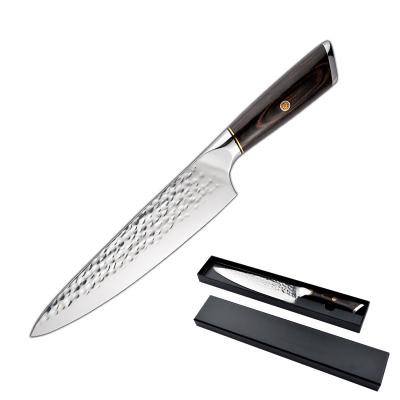 China Viable Damascus hammered kitchen knife chef's knife and slicing knife set for sale