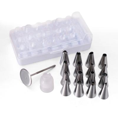 China 19Pcs/Set Stainless Steel Viable Decorating Icing Tips Set Piping Bags With Couplers Baking Decorating Cake Tool Nozzles for sale