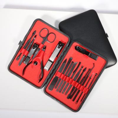 China Professional 18Pcs Carbon Steel Nail Cutter Pedicure Scissors Set Stainless Steel Eagle Hook Portable Manicure Nail Clipper Tool Kit for sale