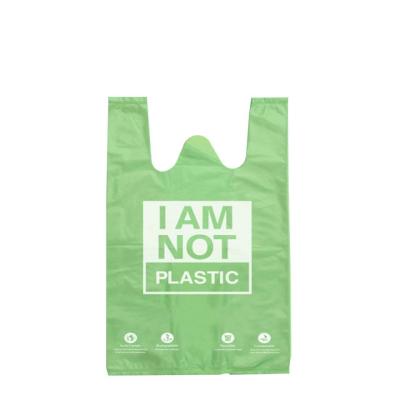 China BIODEGRADABLE Biodegradable Compostable Cornstarch Made T Shirt Bags For Supermarket for sale