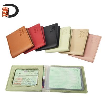 China Fashion Hotselling PU Leather Slim Wallet Credit /Driver License Card Holder Case With Inside Plastic Pocket for sale