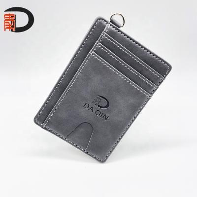 China Promotion Gift Thermal PU Leather ID Badge Case With Logo Custom Design Badge Holder for sale