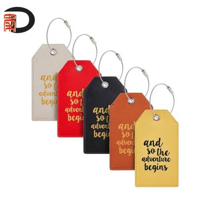 China PU Cheap Price Bulk Luggage Tag With Stainless Steel Cable Wire Customized Design PU Leather Tags For Travel Bag for sale