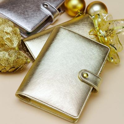 China Wholesale Hardcover Book/Secret Diary Gold Sliver PU Leather with 6 Canton Ring Binders for sale