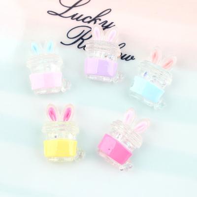 China Lovely global transparent colored half design resin cabochons good quality rabbit drinks cup kids flat back diy accessories for sale