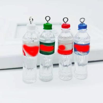 China Global yiwu insheen cute craft miniauture 3d water bottle resin charm mineral pendant for key chain decoration for sale