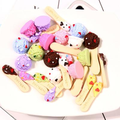 China Yiwu global insheen craft kawaii simulation ice cream style colored stick design flatback resin charms for diy decoration for sale