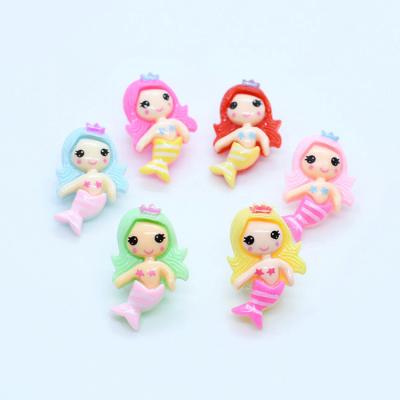 China Global 100pcs per bag bulk stock price fancy flatback mermaid design resin cabochon cheap items for kids diy for sale