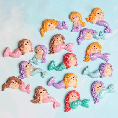 China Global yiwu insheen craft fantasy colored mermaid design kids resin flat back diy mud for dollhouse play for sale