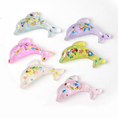 China Flatback dolphin design children's dollhouse design children's dollhouse play resin colorful transparent colorful squishy moods for decoration for sale