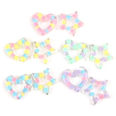 China Key Chains Accessories Large Size Colored Dot Heart Star Shape Resin World Leading Chain Hollow Cabochon for sale