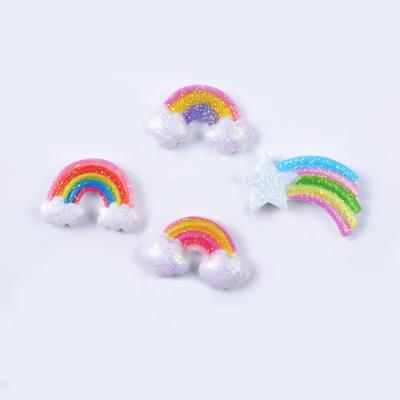 China Global yiwu insheen the hot sale craft bulk stock glitter rainbow design flatback resin cabochon for sale