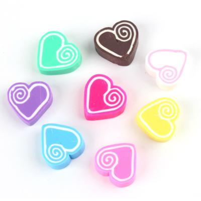 China Europe Yiwu insheen hot sale colorful design polymer clay cabochons swirl heart cotton candy diy accessories for sale