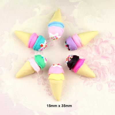 China Small Cute Colorful Europe Quantity Simulation 3d Ice Cream Cone Polymer Clay Miniature Cabochons For Key Chain for sale