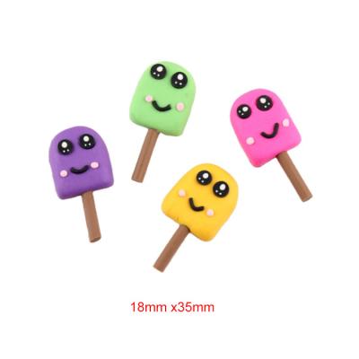 China Cute Europe cartoon flatback smile face ice cream lolly design flatback polymer clay craft for diy for sale