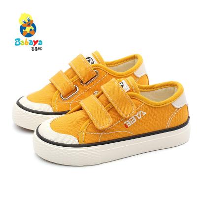 China 9087 HUANQIU 2019 New Trend INS Anti-slippery School Shoes Magic Strips Shape Canvas Shoes For Kids for sale