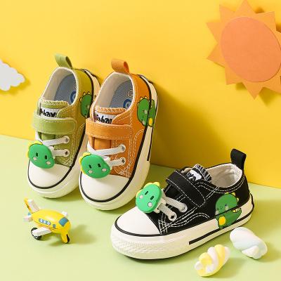 China 20293-1 Funny Dinosaur Pattern Boys And Girls Toddler Lightweight Cute Canvas Shoes for sale