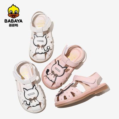 China Flat 36155 HUANQIU Lit Cute Durable Microfiber PVC Girls Sandals For Toddler for sale